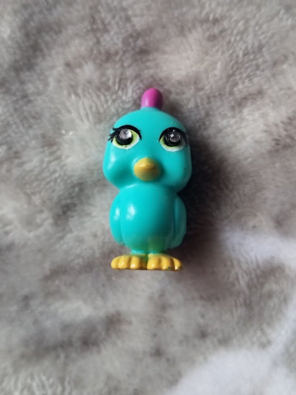 Vintage Y2K Polly Pocket Sparklin' Pets Bird Figure Blue Pink #36